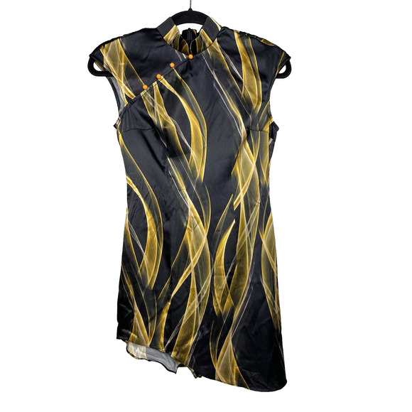 Kim Shui Abstract Print Dress Black Silk Women's XS Mini Evening Sexy Short - Picture 2 of 9
